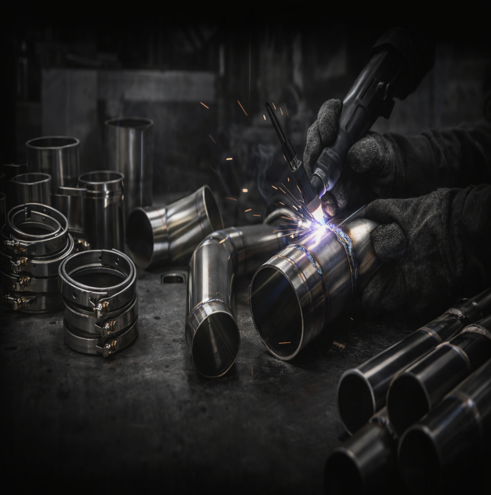 TIG welding custom exhaust tubing at FAS Motorsports